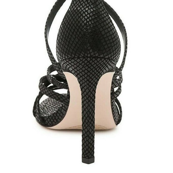 NEW JESSICA SIMPSON Black Snake Print Strappy Heel Sandal Shoes - Picture 4 of 4